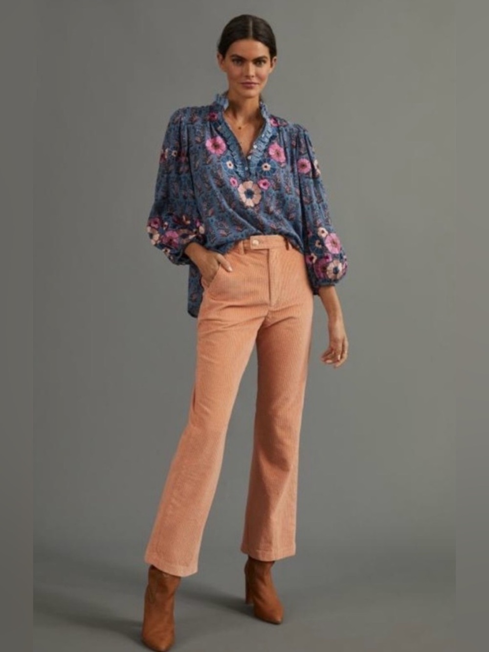Levi’s Premium Math Club Flared Corduroy Trousers 26 Orange Cropped Ankle Pants